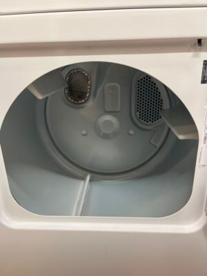 Refurbished Amana YNED4655EW1 29" electric dryer on display